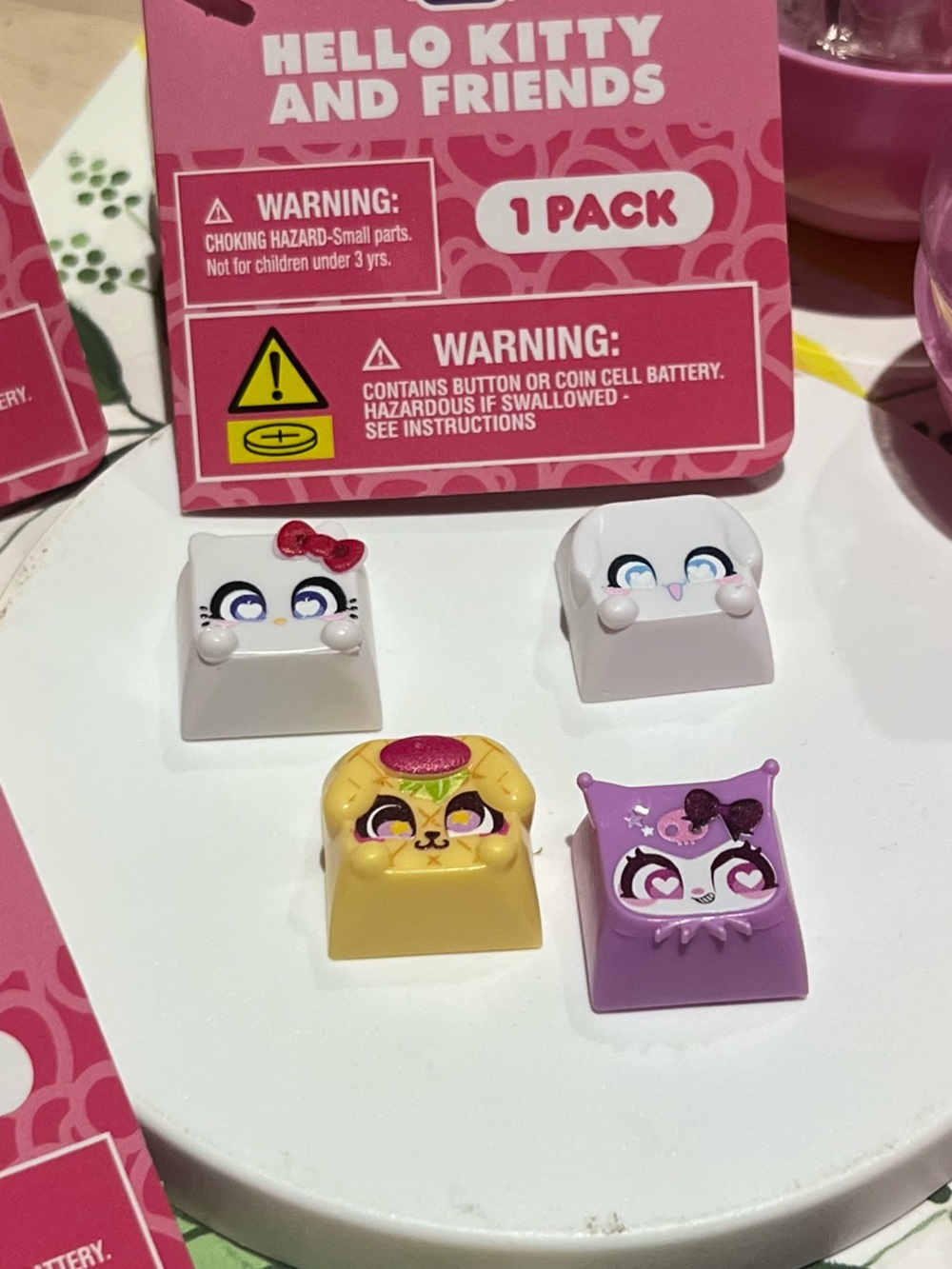 Kids Keycap Set - Pink, White, Yellow, Purple